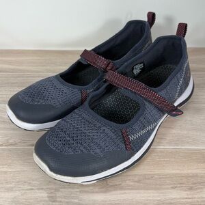 Women’s L.L.Bean Back Cove Round Toe Hook&Loop Strap Navy Pink Mary Jane Size 10